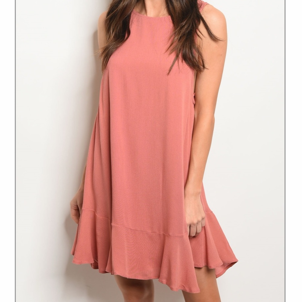 Coral Color Scoopback Dress - Picture 7 of 8